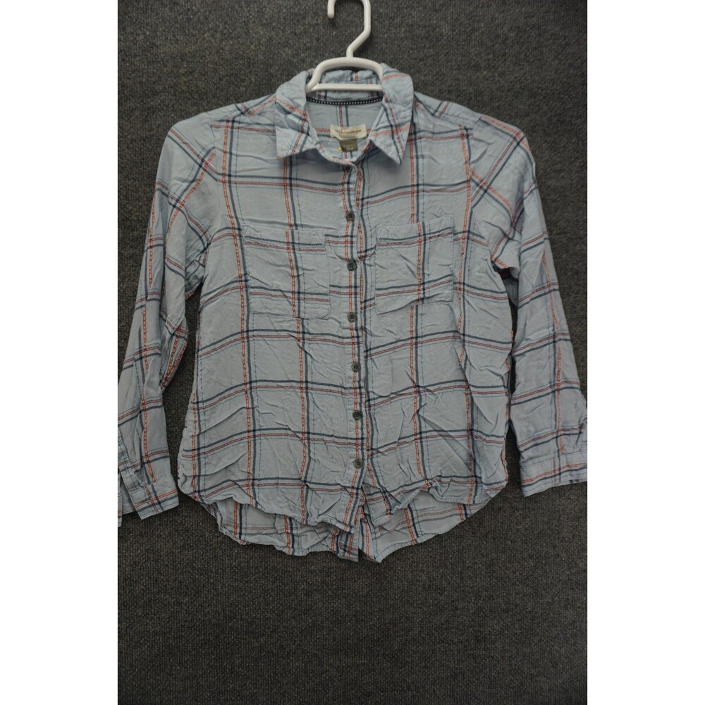 Anthropologie Pilcro Shirt Womens XS Blue Plaid Long Sleeve